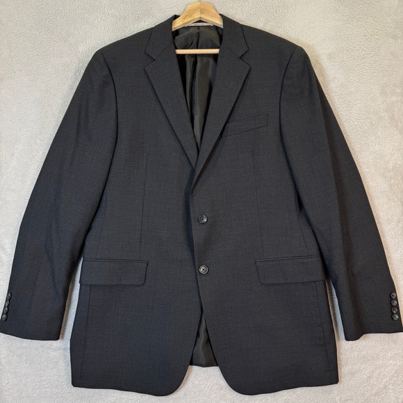 NEW Hickey Freeman Mens 43L Charcoal Gray Wool Milburn Suit Jacket Blazer USA